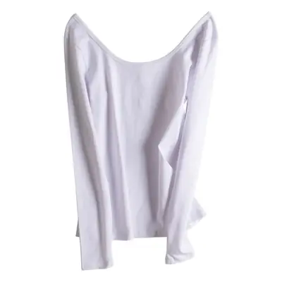 Women Blue Backless Long Sleeve Top 2023 Winter Large