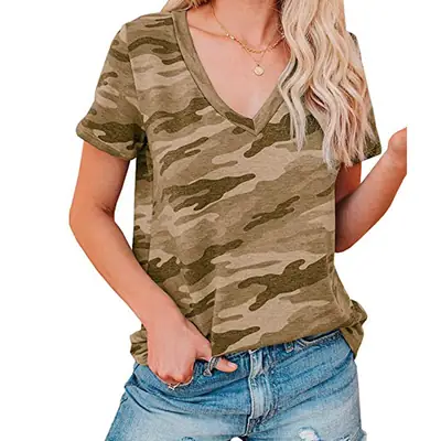 Women Camouflage Short Sleeve T-Shirt Summer Hot