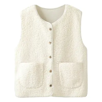 Lamb Wool Vest Women Winter Outerwear White 2023