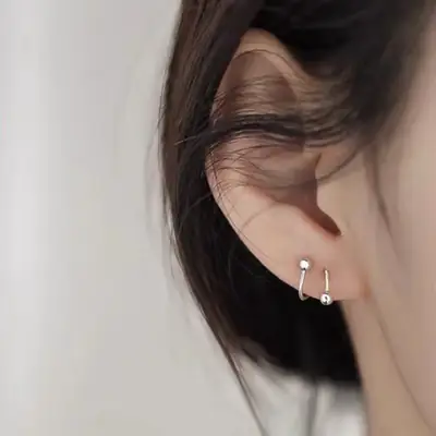 S925 Sterling Silver Simple Spring Earrings for Women