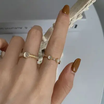 South Korea ins trendy personality retro niche court style metal OPAL Open index finger ring female fashion ring