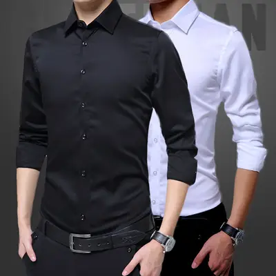 Autumn Men's Red Slim Fit Button Down Shirt