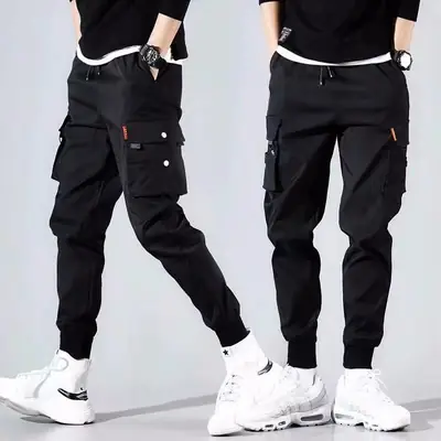 Men's Black Korean Style Loose Fit Casual Pants