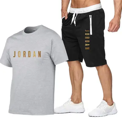 Jordan Printed Pink T-Shirt & Black Zipper Shorts Set