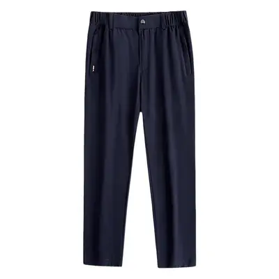 Men Ice Silk Loose Pants Black Large Casual Wear