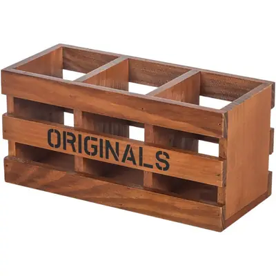 Wooden Vintage Desk Pen Storage Box 21.5x7.5x6.3cm