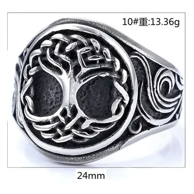 Aliexpress Hot-Selling New Product in Stock Viking Three-Dimensional Pattern Tree of Life Titanium Steel Casting Vintage Polished Ring