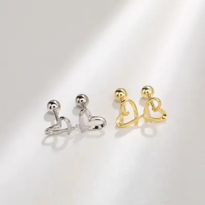 Hollow Love Heart S925 Silver Earrings