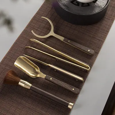 Pure Copper Tea Spoon with Solid Wood Handle