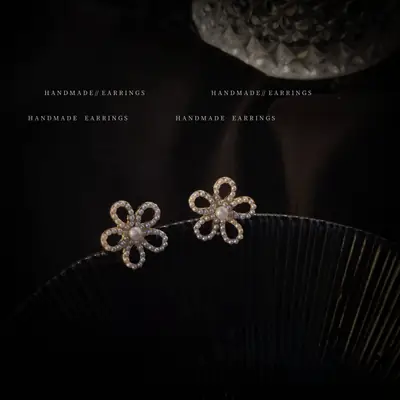 S925 Silver Pearl Flower Earrings for Women