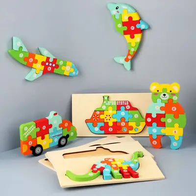 Wooden Puzzle Truck Toy for Kids 1-2 Years