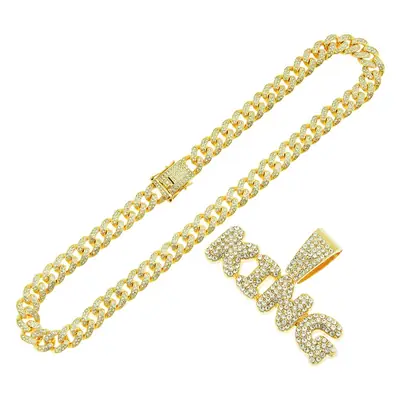 Full Diamond Letter Pendant Necklace for Men