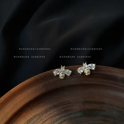 Little Bee Zircon Earrings for Women Elegant Fashionable
