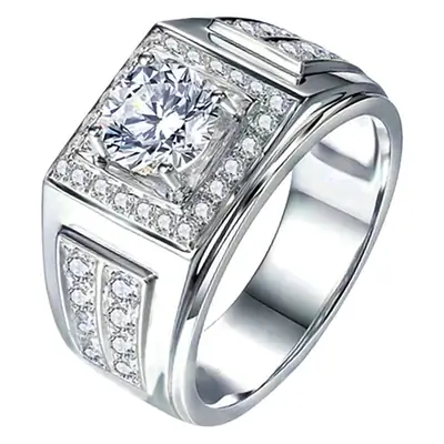 Square Round Diamond Men's Ring Silver 4.0ct