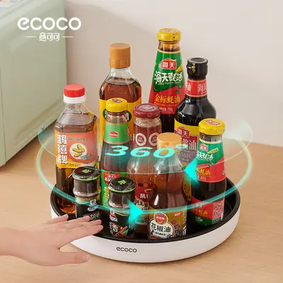 Rotating Soy Sauce Storage Rack White Kitchen Countertop