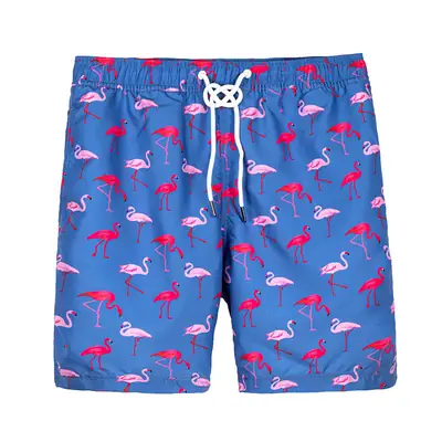 Men Printed Fire Flamette Shorts Blue Loose Summer