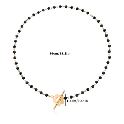 Black Crystal Bead Chain with Gold Clasp