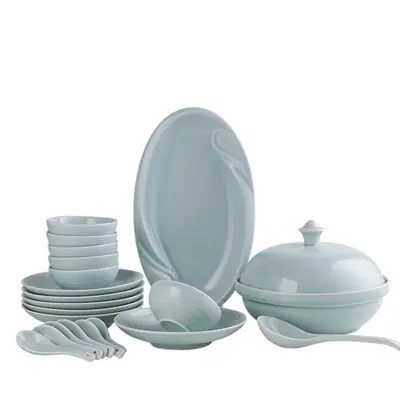 Jingdezhen Celadon White Bowls Set