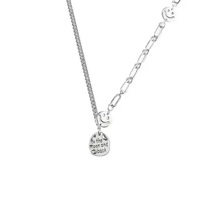 Silver Smiley Face Necklace for Women