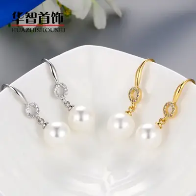 Pearl Drop Earrings for Women Elegant Silver Hook