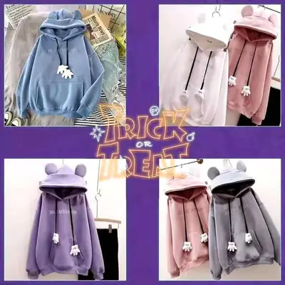 Fleece Hooded Coat Rabbit Ears Winter Warm Multi Color