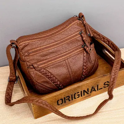 Women's Retro Crossbody Bag with Soft Leather Strap