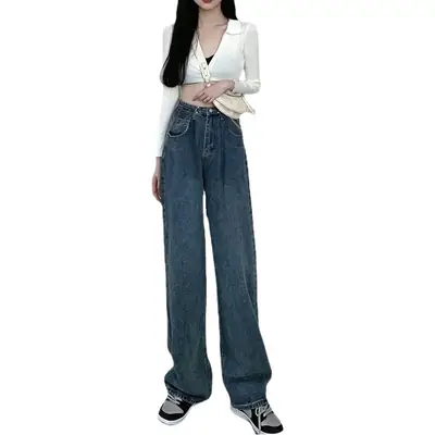 Women Plaid Crop Jeans Set Autumn Spring Slimming