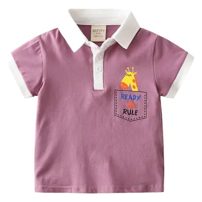 Blue Frog Print Kids Polo Shirt Short Sleeve