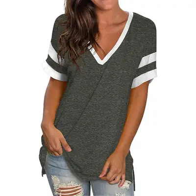 2023 Women Green V-Neck Spinning T-Shirt