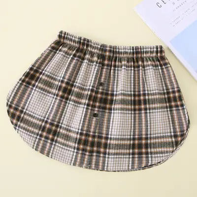 Winter Plaid Sweater Set with Hip Cover Brown Brown