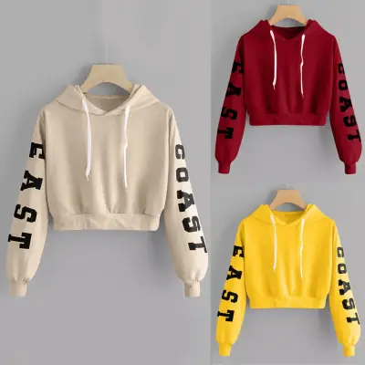 Women Korean Print Sweatshirt Set Red Yellow Yellow