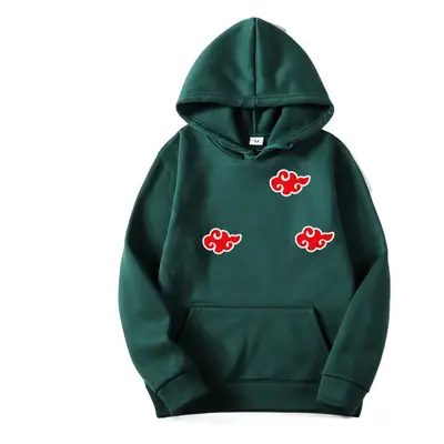 Men's Orange Hoodie with Red Anime Embroidery