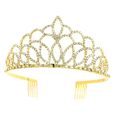 Gold Rhinestone Wedding Crown with Korean Design