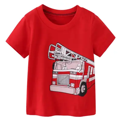 Red Fire Engine Kids T-Shirt Small Medium