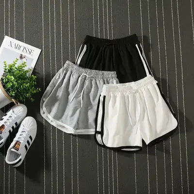 Women's Grey 3-Point Yoga Shorts Large