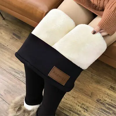 Women's Fleece Lined Warm Black Leggings Winter