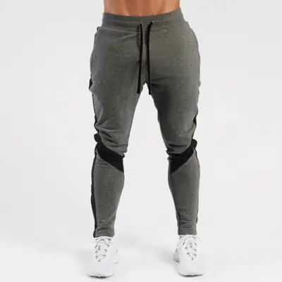 Men Slim Fit Striped Pants Grey Black Drawstring