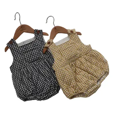 Korean Baby Plaid Triangle Climb Suit for Girls
