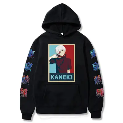 White Kaneki Ghouls Printed Hooded Sweatshirt for Men Women