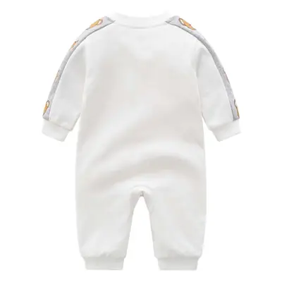 Baby Cotton Bear Print Jumpsuit White Spring Autumn