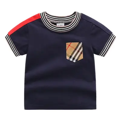 Children Cotton T-Shirt White Red Blue Stripes