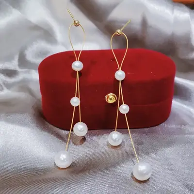Gypsophila Pearl Earrings 14K Gold Pearl Drop Set