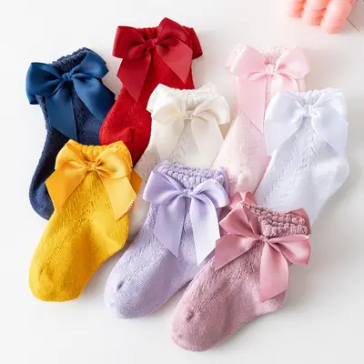 Lolita Bow Transfer Baby Socks Purple Loose Mouth