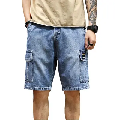 Men Denim Five-Pocket Shorts Large Casual