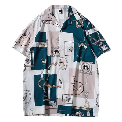 American Retro Cross-Border Hawaiian Shirt with Floral Embroidery
