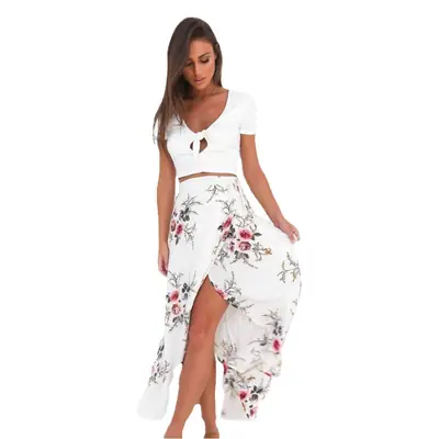 2025 Chiffon Floral Skirt White Black Asymmetrical Straps