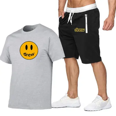 Drew Smiley T-Shirt & Shorts Set Gray White