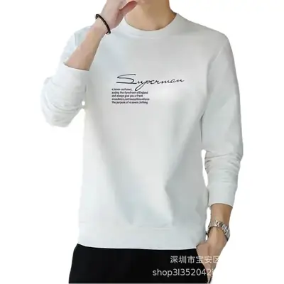 Men's Spring Sweatshirt Set White Orange Black Plus Size