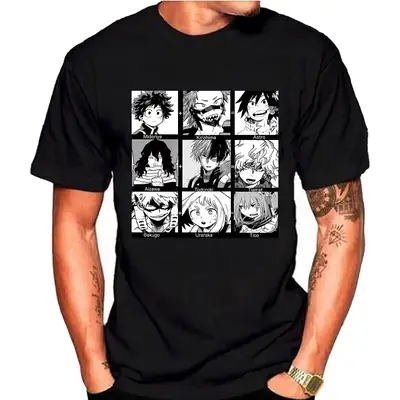 Anime My Hero Academia Black T-Shirt Short Sleeve