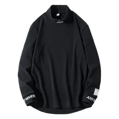 Men's Fleece Half-Collar T-Shirt Brown Winter Warm